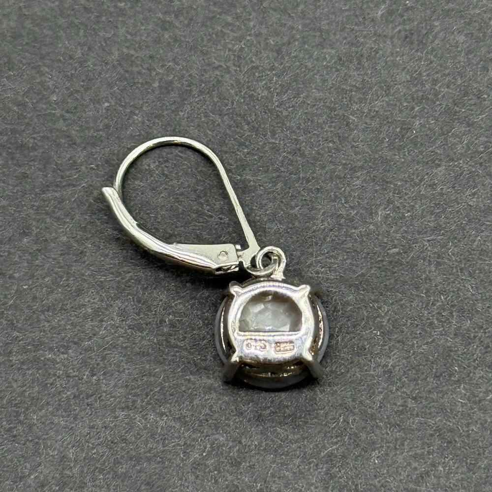 925 Sterling Silver Faceted Gray Chalcedony Quartz Leverback Drop Earrings - Picture 6 of 7